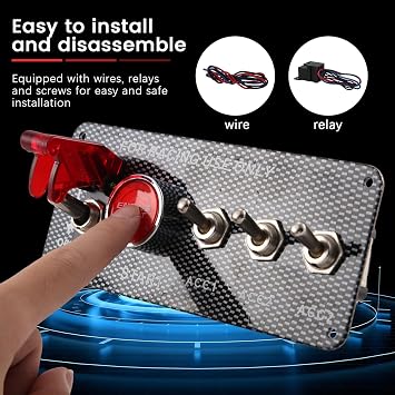 12V Car Ignition Switch Engine Start Push Button 3 Toggle Racing Panel