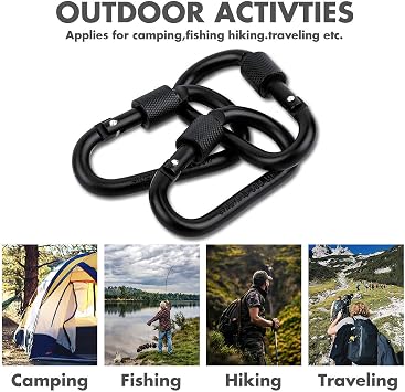 Cridoz Locking Carabiner D Ring Clips with Flat Key Ring