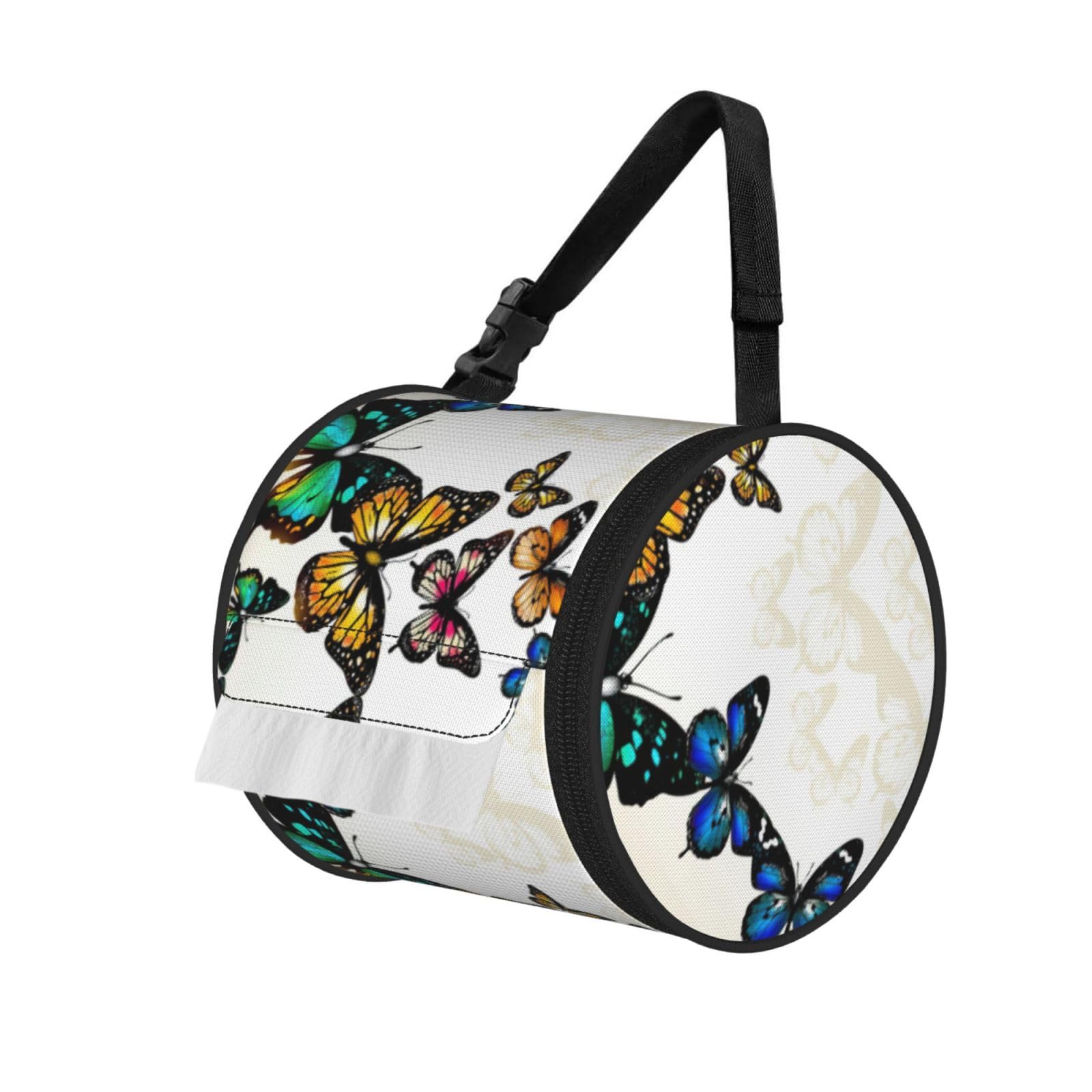 Beautiful Butterfly Print Fashion Tissues Organizer Box, Hanging Tissue Holder For Purse Coins For Car Office Daily Outing