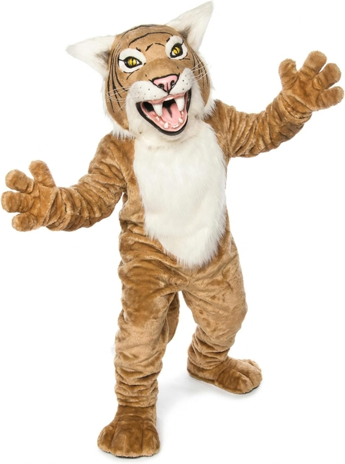 TCDesignerProducts Tan Wildcat Mascot Costume, Professional Wildcat Full Body Mascot Suit, Foam Head, Built‑In Fan, Flame‑Retardant Fabric, Schools, Colleges, Sports Teams, Parades & Special Events