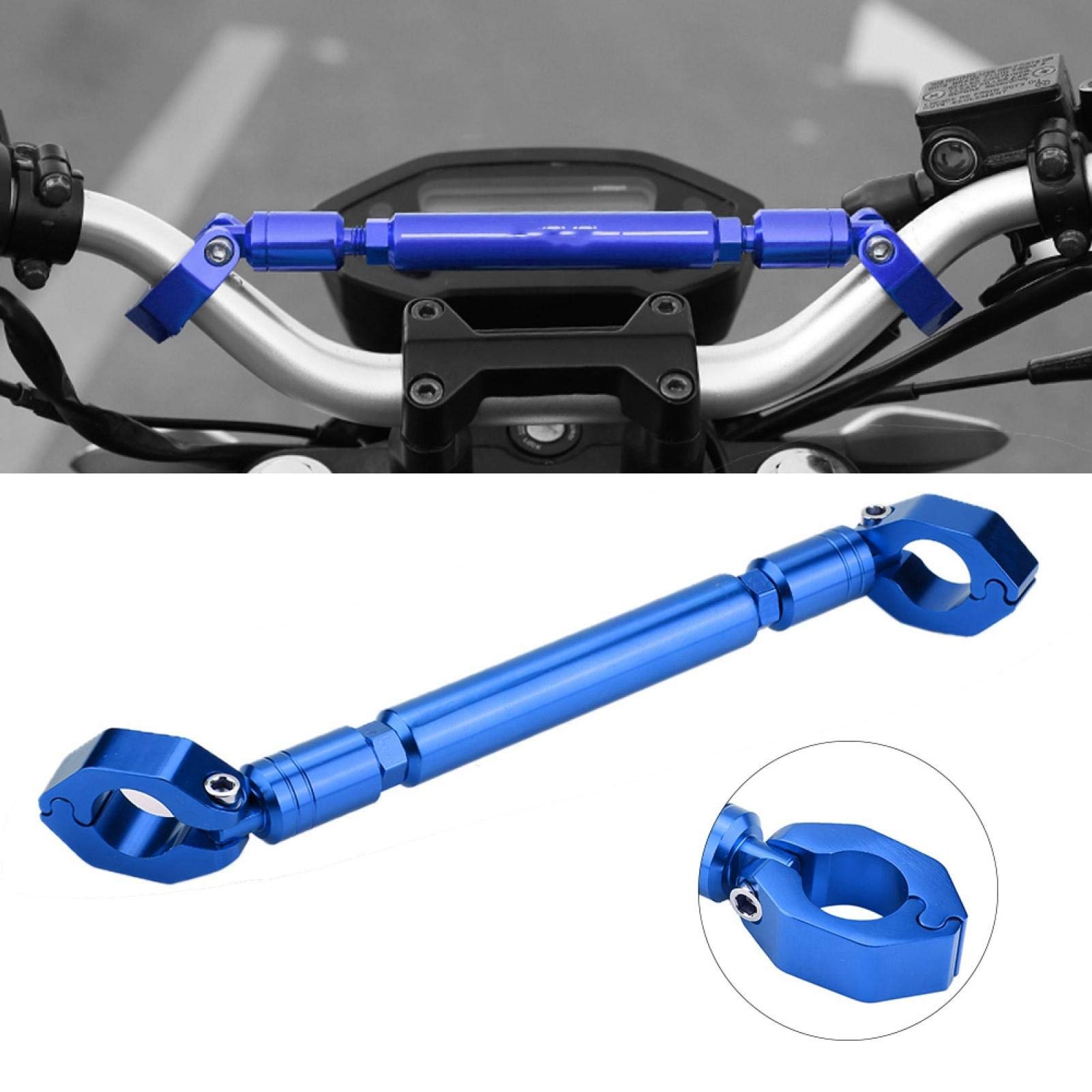 Barra de Equilibrio Universal para Motocicleta, Aleación de Aluminio, Manillar Transversal, Accesorio para Manillar de 22 Mm, Negro/Azul