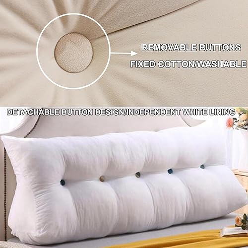 Miniatura 9 de Almohada de cabecera con cuña para lectura, respaldo de vellón, almohada de descanso de lectura, cojín triangular grande para la espalda, almohada