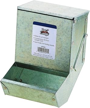Pet Lodge Steel Small Animal Feeder with Lid | Cage Rabbit Feeder | Holds Several Days Worth of Food | 5 Inch