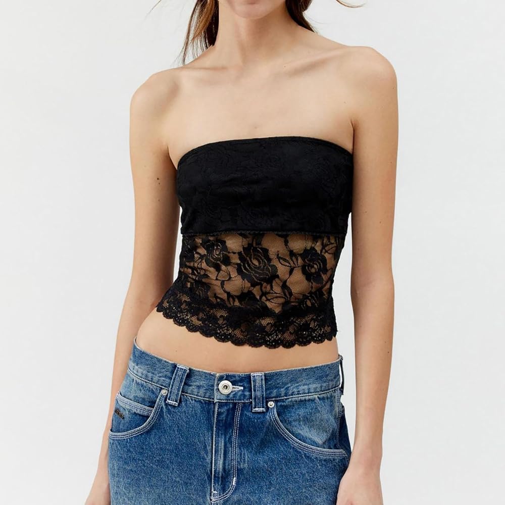 Tube Tops for Women Trendy Lace Y2k Going Out Tops 2025 Sexy