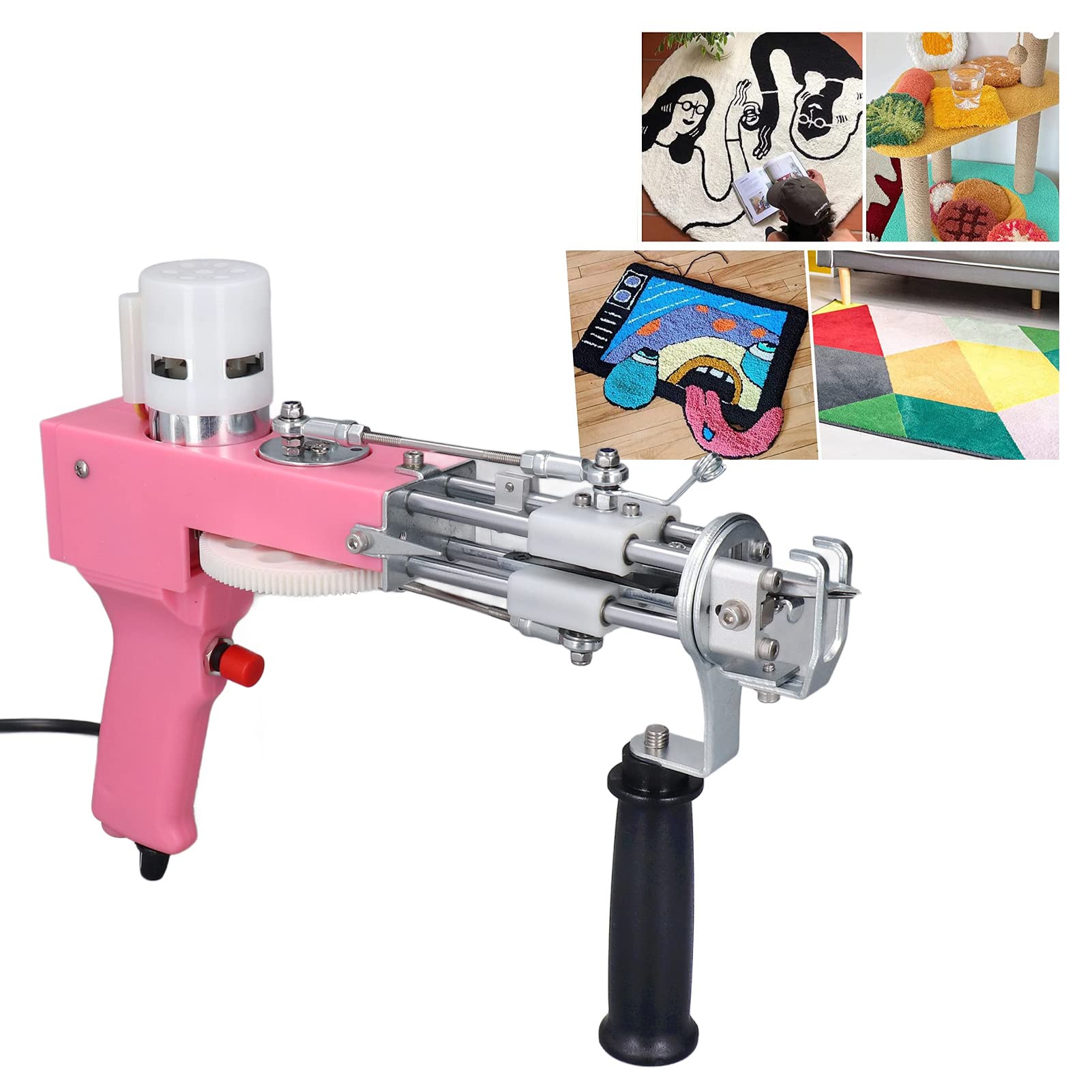 Pistola de Mechones, 2 en 1, Máquina Eléctrica de Flocado para Tejer Alfombras, Kit de Inicio de Máquina de Pistola para Tejer Alfombras de Mano