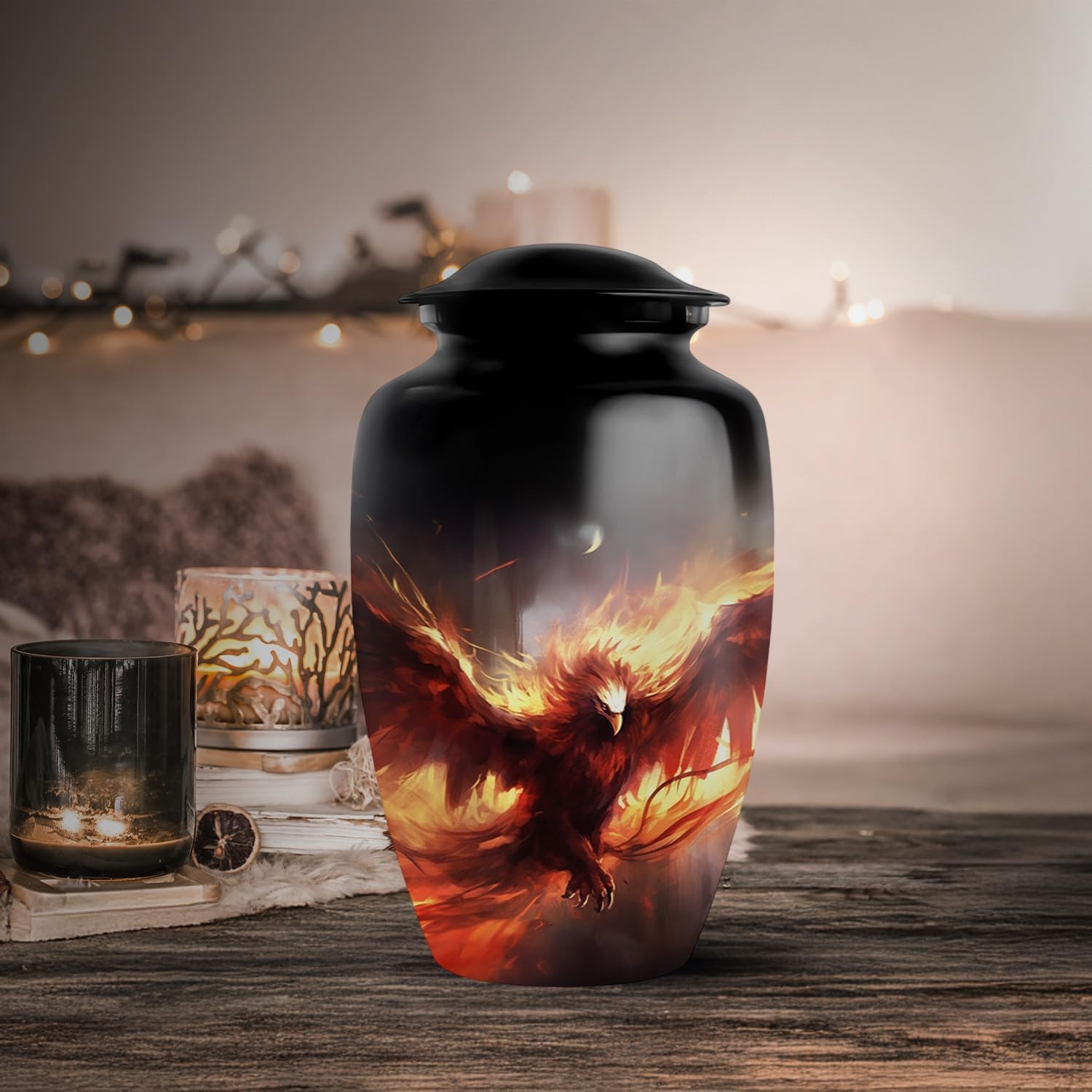 Phoenix Urn for Human Ashes Adult Male - Cremation Urn for Human Ashes Female - Large Phoenix Urns for Adult Man and Women - Funeral Decorative Urns for Mom and Dad 10inch