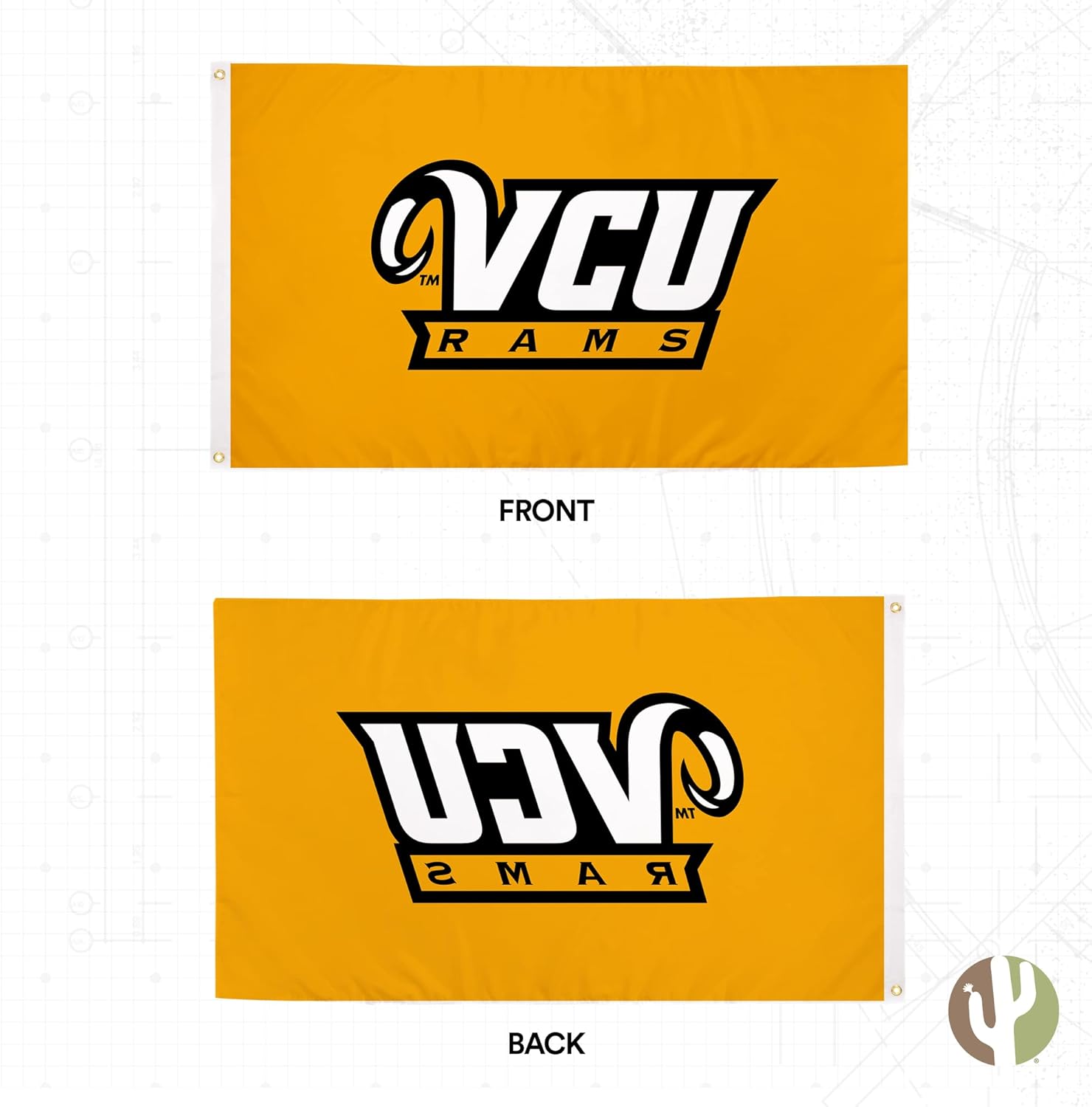 Desert Cactus Virginia Commonwealth University VCU Flag - 3 x 5 Feet Rams Flag, Indoor/Outdoor Durable Fabric, 100% Polyester Design (Style 1) - Image 2