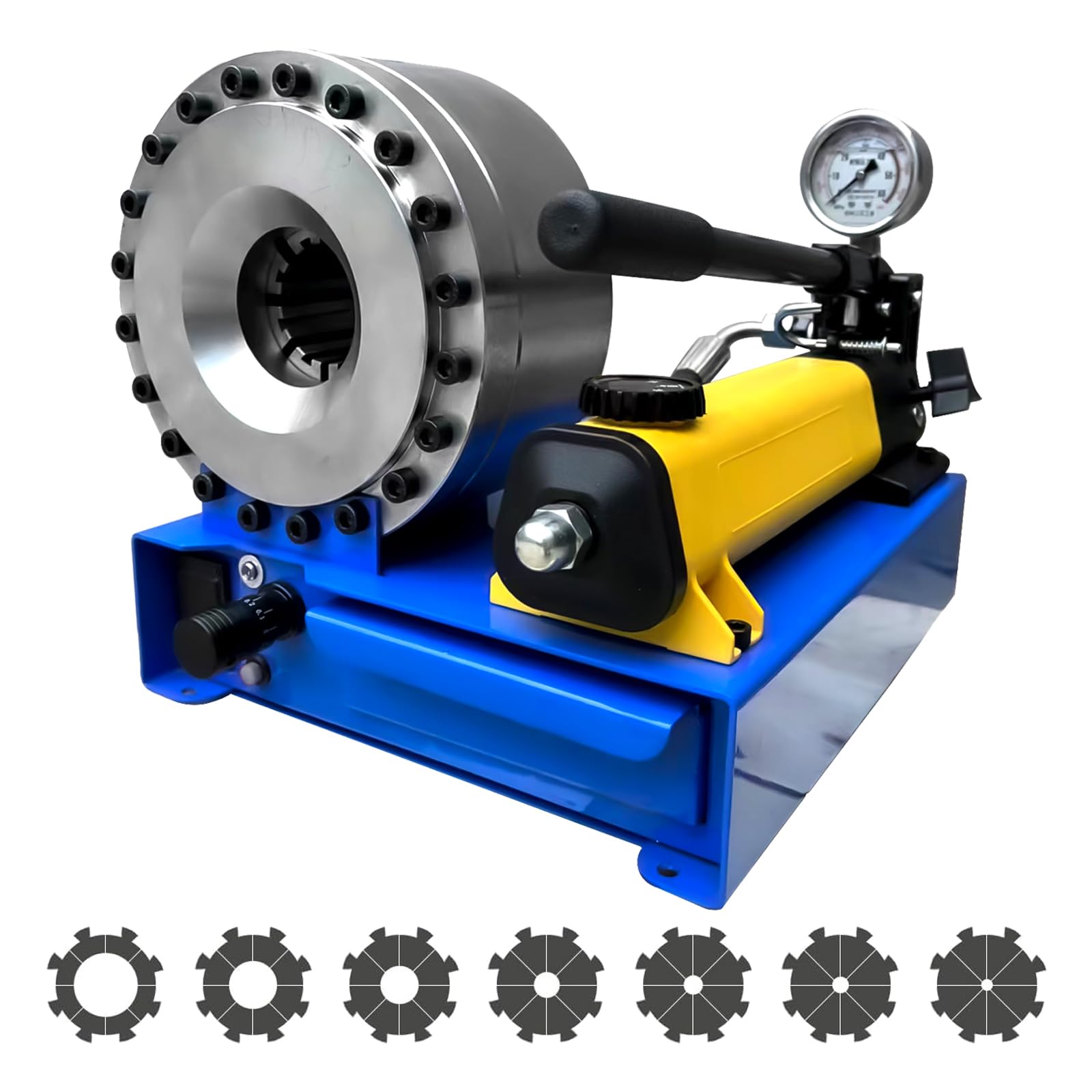 Flynsu Hydraulic Hose Crimper with 8 Sets of Dies, High Pressure Hydraulic Hose Crimping Tool, Handheld Manual Crimping Machine