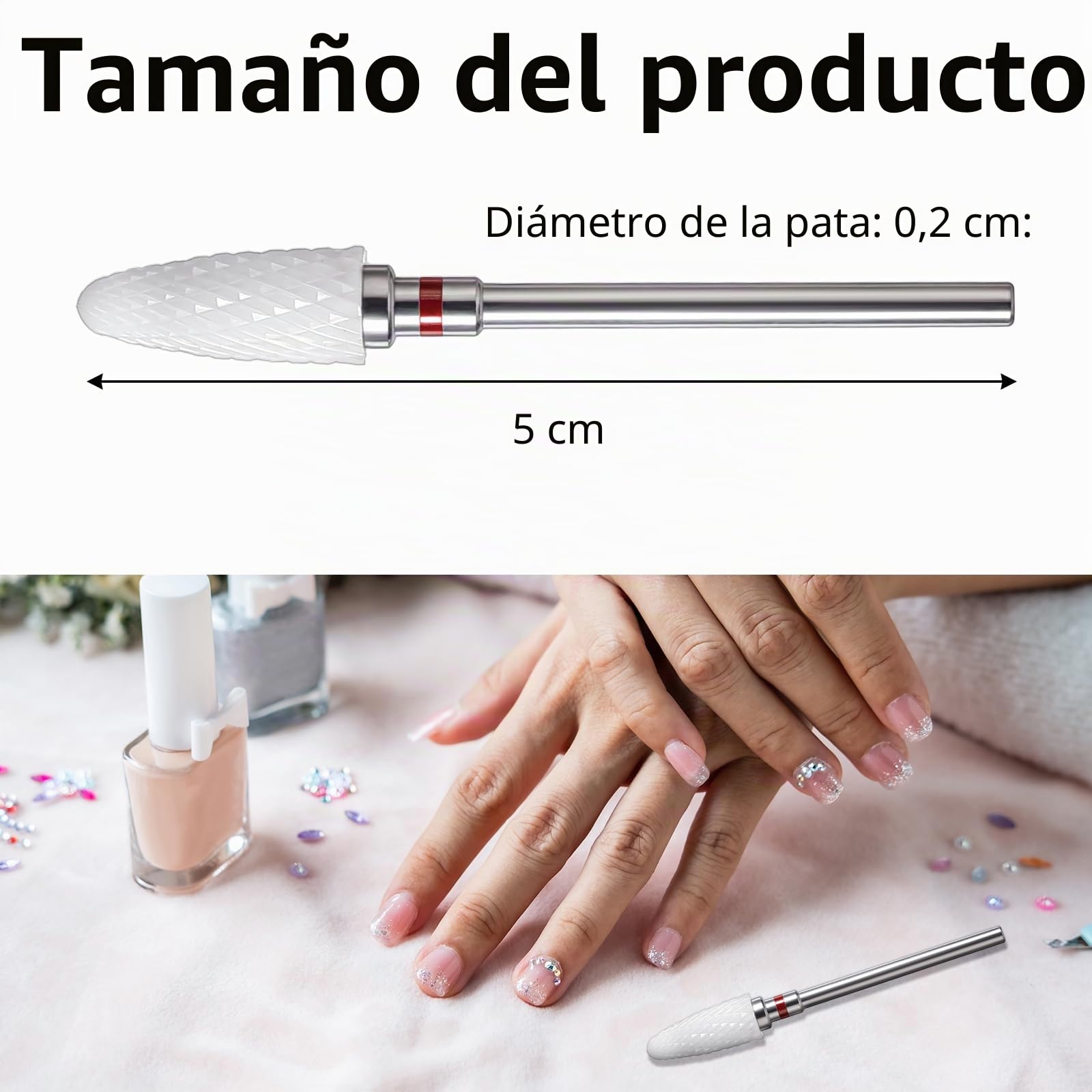 Sibba Juego de 3 brocas para uñas acrílicas, carburo, herramienta de extracción de cono de tungsteno, limpiador profesional de cutículas de 3/32 pulgadas rápidamente para manicura, pedicura, salón de