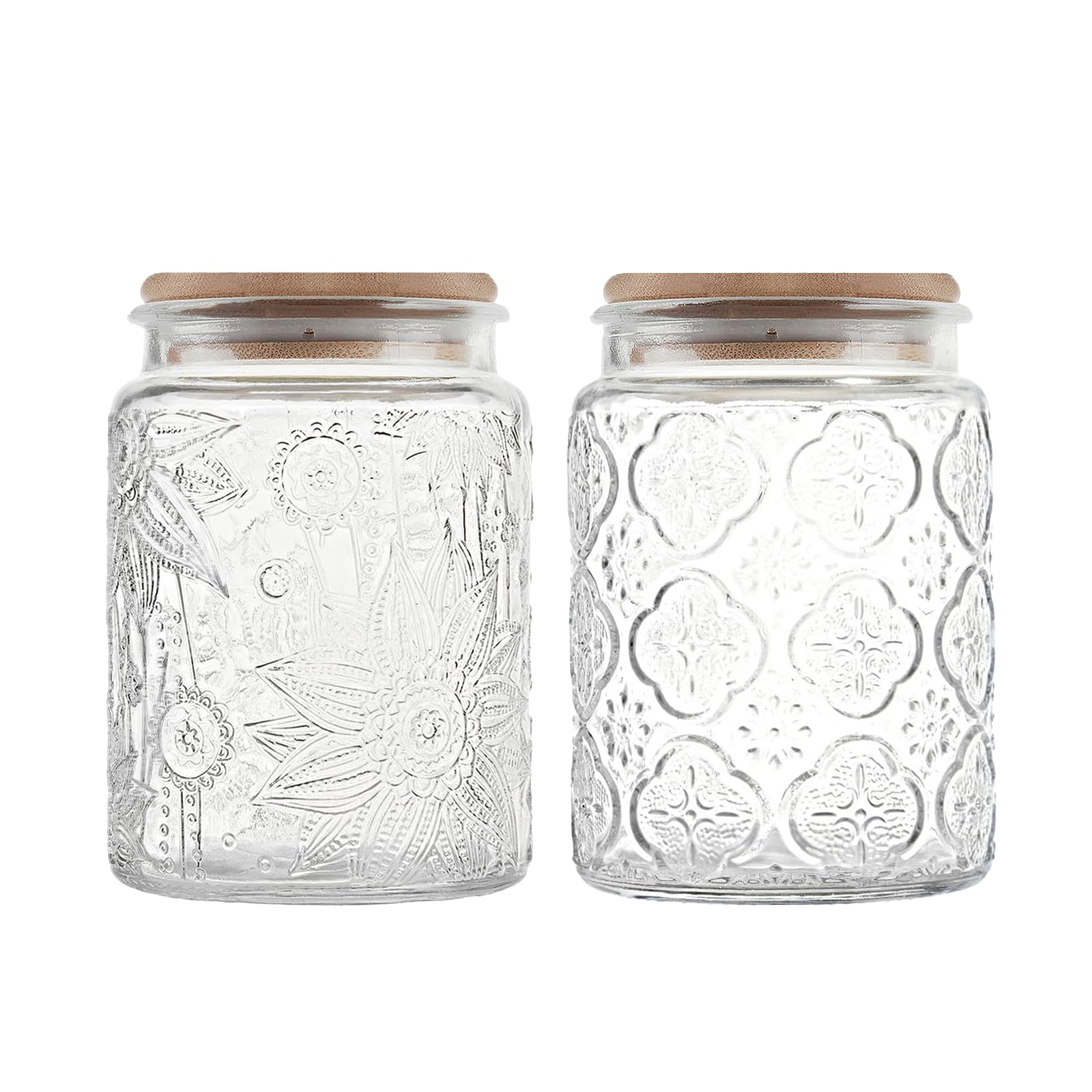 Custde Glass Storage Jars With Airtight Lid, 23.7oz Canister For Kitchen Counter with Bamboo Lid, brown sugar, candy, coffee, cookie, salt, tea,pantry