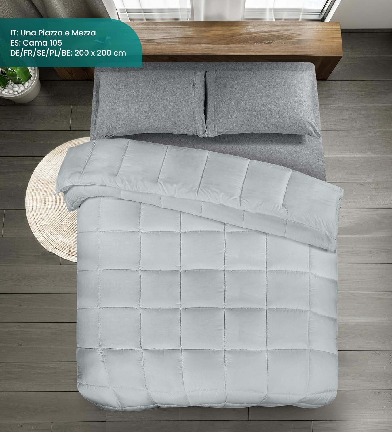 Utopia Bedding Piumone, Primavera/Estivo Piumino, Piumino Leggero, Trapunta Primavera/Estivo 100% Microfibra in Fibra Cava (Primavera/Estivo) (Grigio Chiaro, 200x200 cm)