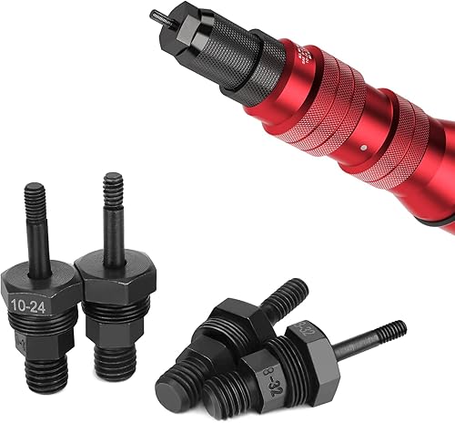 Miniatura 5 de 4 piezas de pistola de remache eléctrica inalámbrica 8-32, 10-24, 10-32, 14-20 mandriles