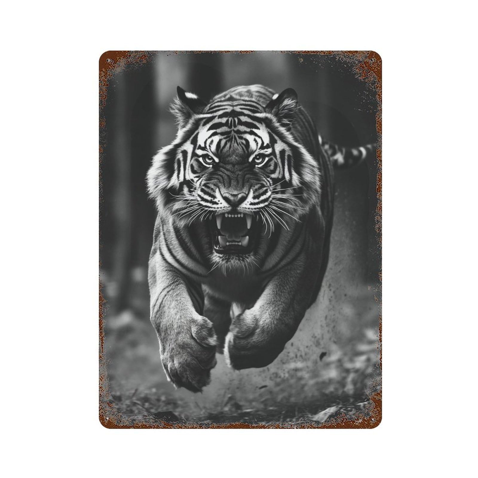 Wild Tiger Roar -2 Retro Metal Sign 15.7"x11.8", Novelty Wall Decor for Garage, Pub Or Kitchen