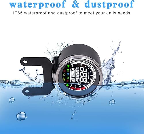 Miniatura 4 de 12V motocicleta reemplazo LCD luz digital velocímetro tacómetro odómetro nivel digital temperatura combustible medidor aceite 12RPM (negro)