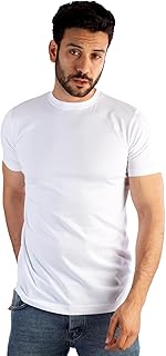 تى شيرت رجالى أبيض نصف كم رقبة روند من جيت (ابيض, 2XL)