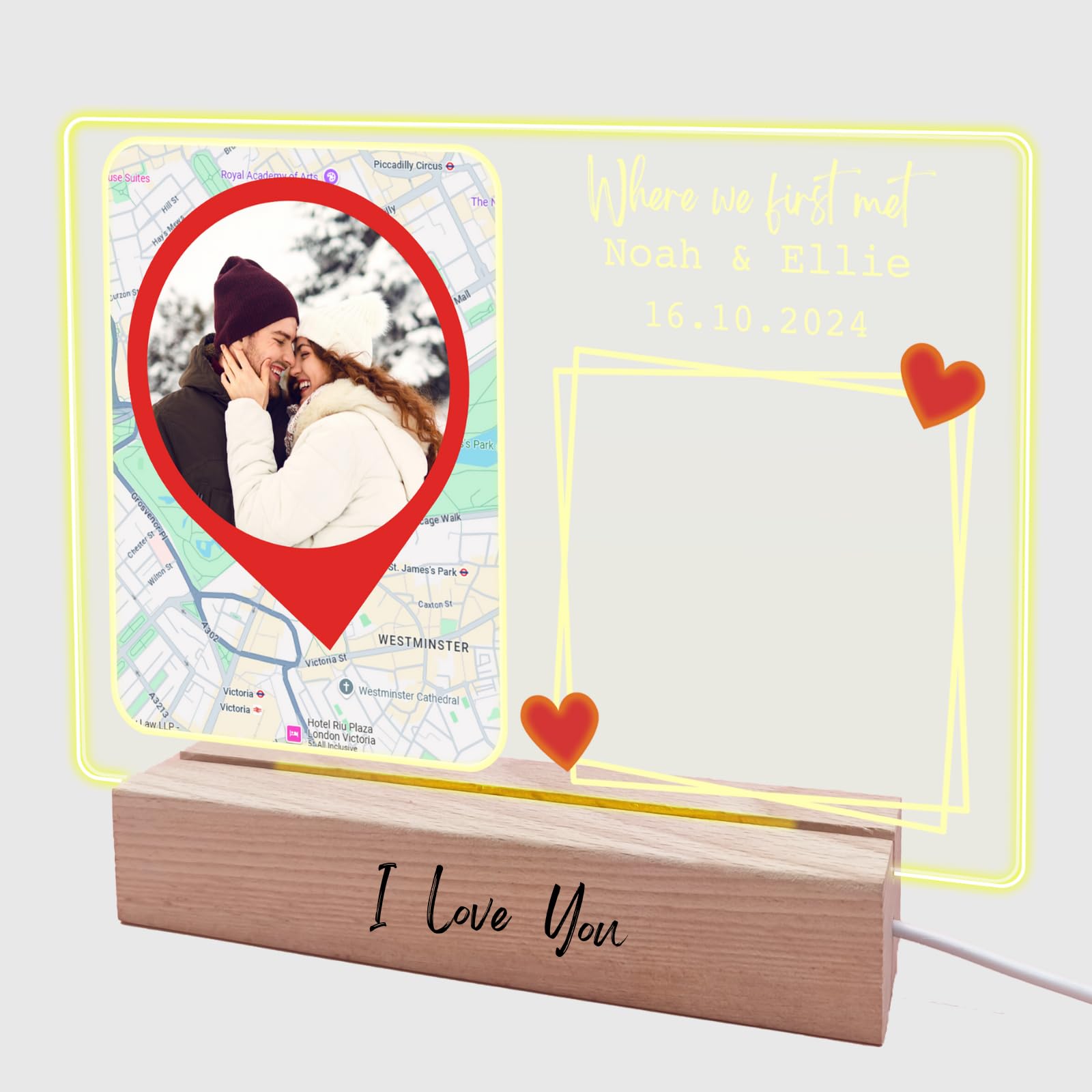 Uniqgiftbox Where We First Met Personalised Map Plaque With Drawing Board，Led Writing Message Note Board With Pens，Romantic Anniversary Engagement Wedding Valentines Decor For Couples Boyfriend Future Husband