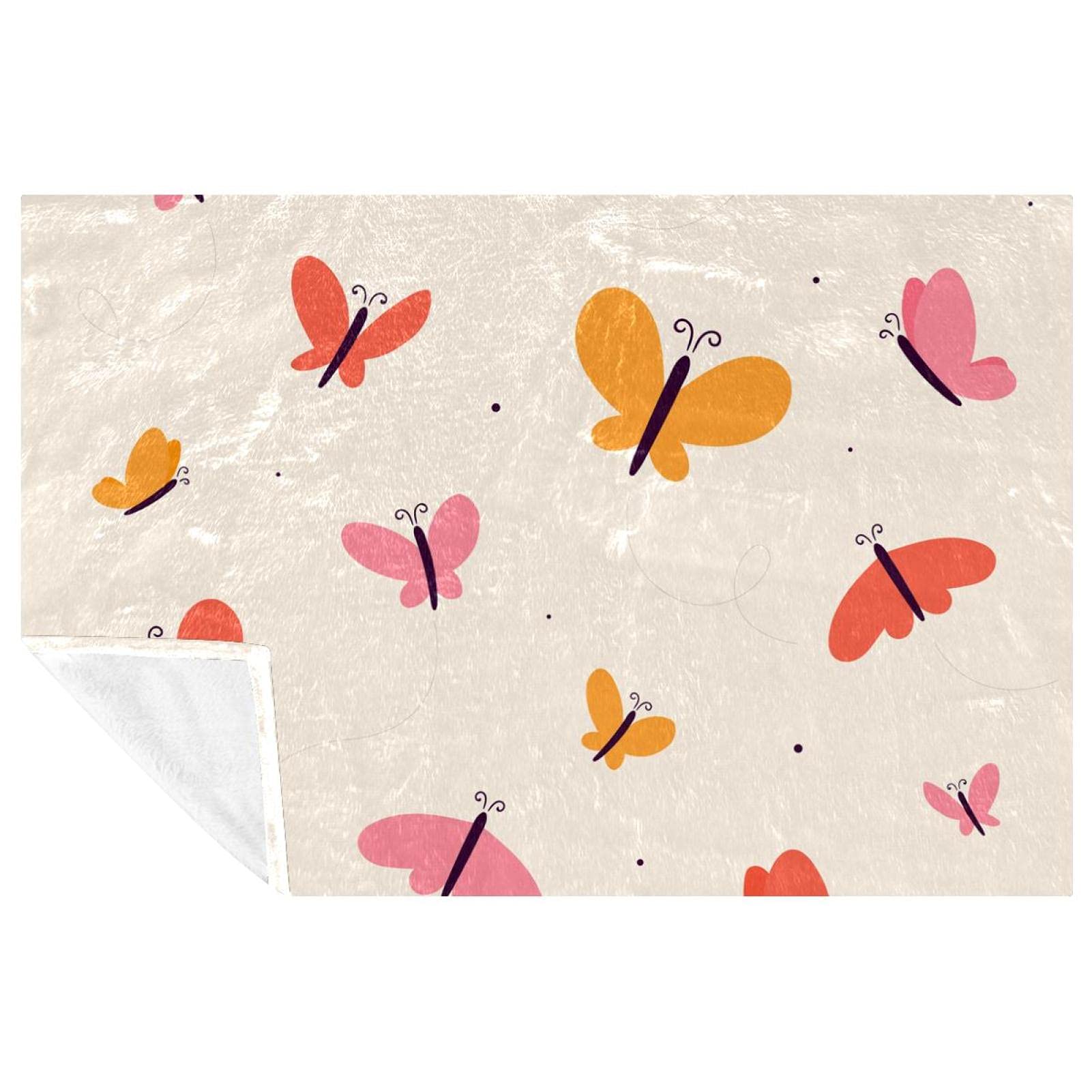 Couverture douce motifs papillons pour lit et canapé 150x100cm