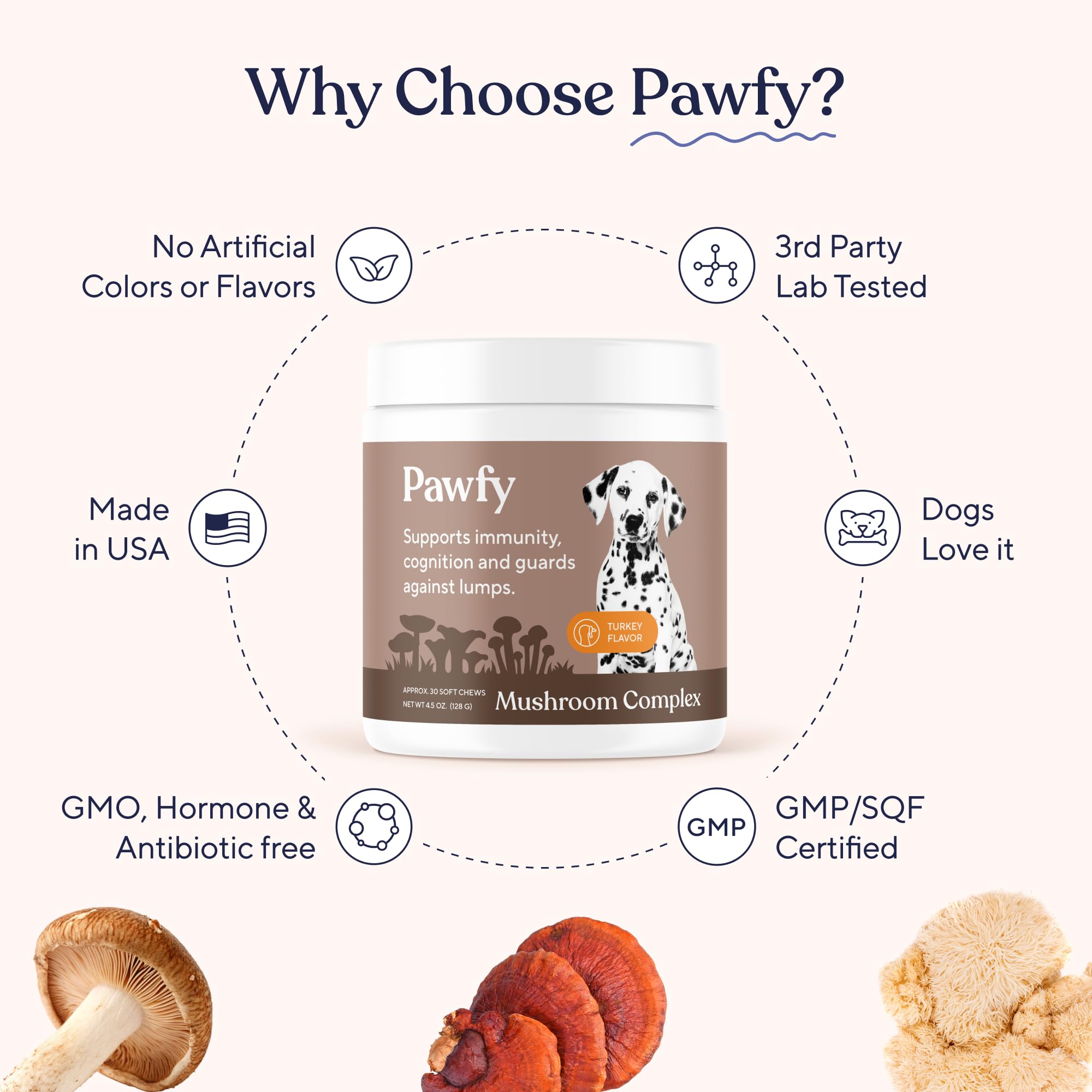 Pawfy Turkey Tail Mushroom for Dogs with Lion's Mane & Reishi - 30 Chews — Amazon image 4