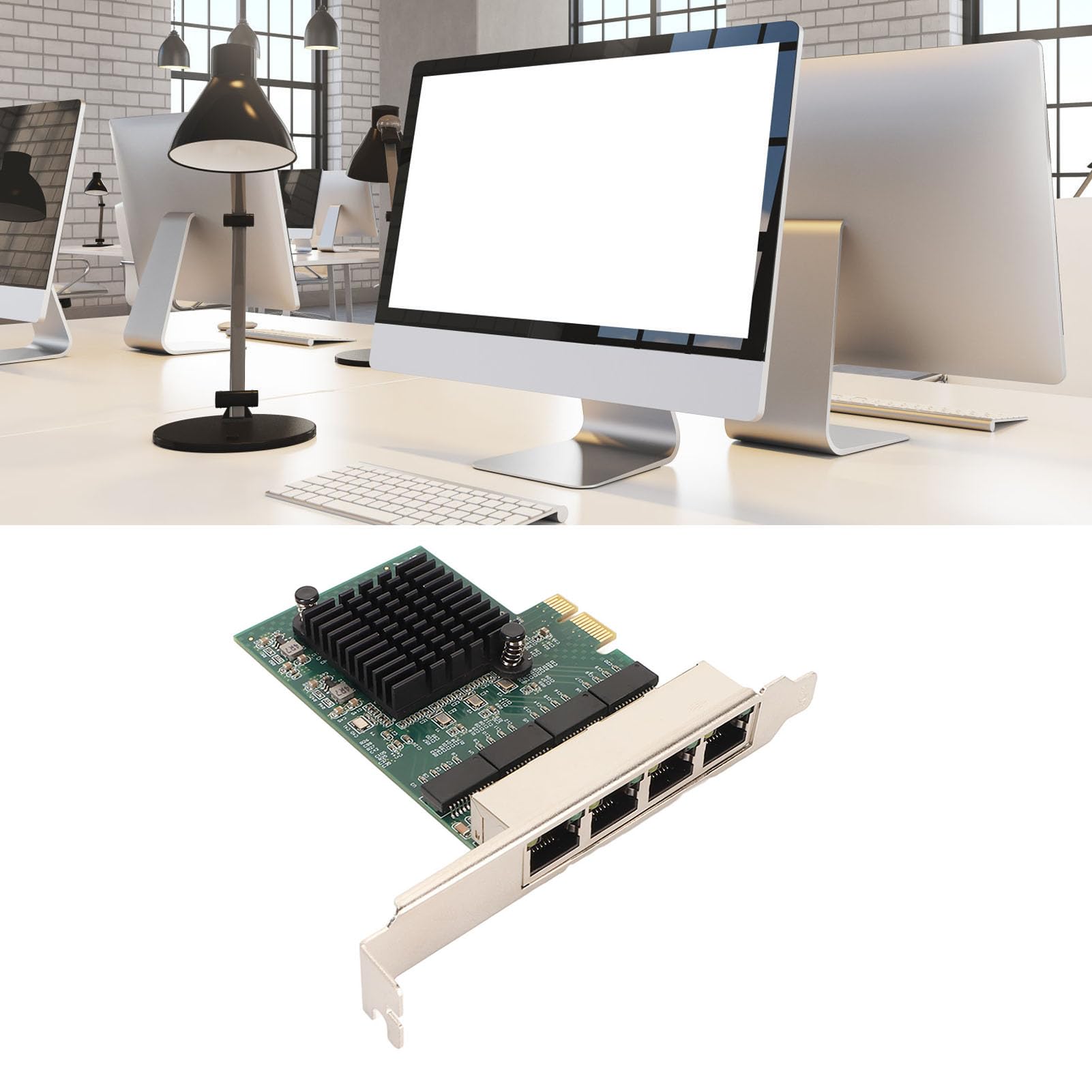 Carte Réseau PCIe 4 Ports, Carte Réseau PCIe Gigabit pour Chipset Realtek 8111F, Carte D'interface Réseau Gigabit Ethernet PCIe X1, Carte Réseau Adaptateur Serveur NIC