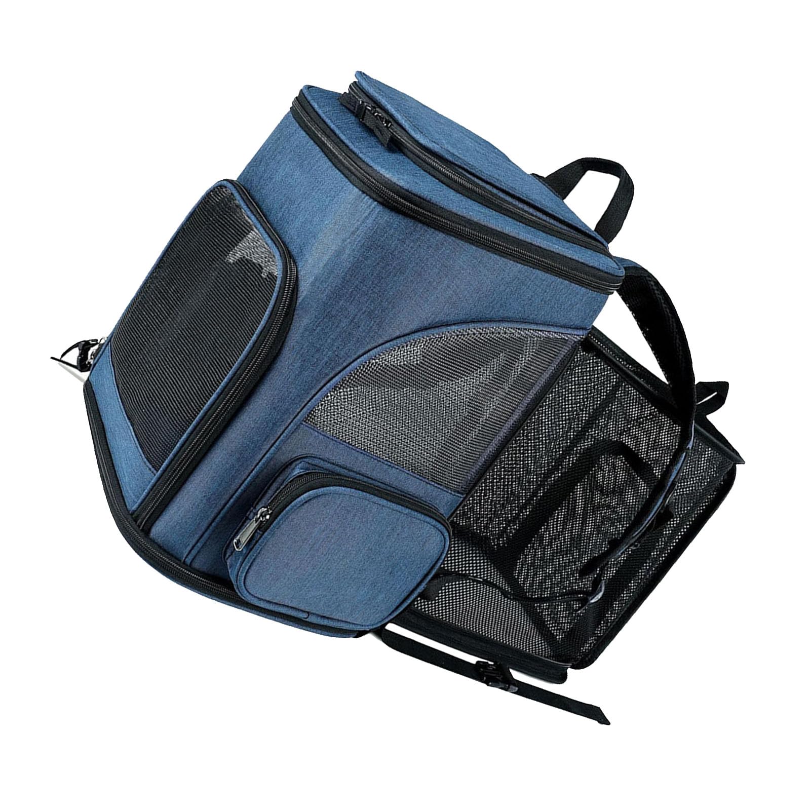 Zaino Porta Gatti Impermeabile Espandibile, Zaino per Animali Domestici con Finestre in Rete Traspirante, con Scomparti Multipli con Design Pieghevole, Ideale per Animali Domestici di (BLUE)