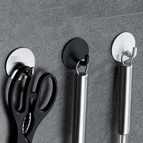 Miniatura 4 de dophee 5 ganchos de pared autoadhesivos de acero inoxidable negro, adhesivo sin perforación, perchero para colgar toallas, abrigos, ropa, llaves,