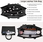 Laptop Bags for Women 15.6 inch Laptop Tote Bag PU Leather Large Work Tote Bag Waterproof Professional Business Office Work Bag Laptop Briefcase Women Travel Handbag Shoulder Bag, Black