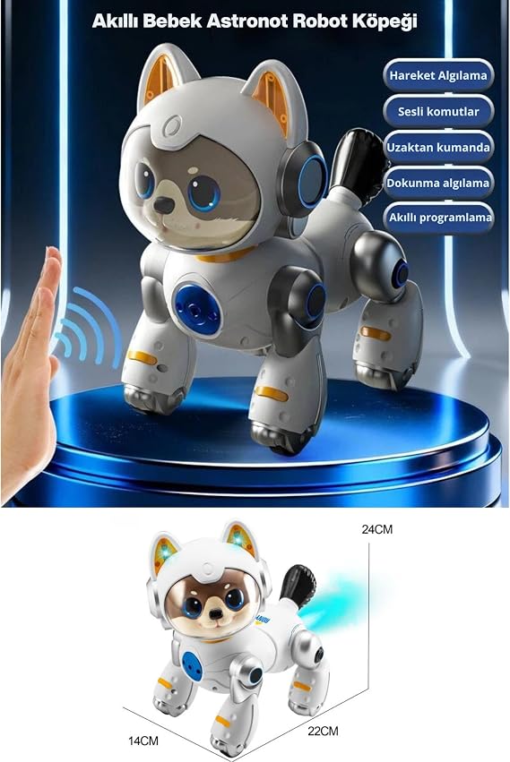 30 Fonksiyonlu Robot Kedi Köpek Oyuncağı, Şarjlı Akıllı Evcil Hayvan, Sesli Komut, Hareket Sensörü, Buhar Efekti, Müzikli Dans Eden İnteraktif Oyuncak