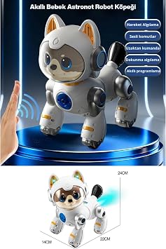 30 Fonksiyonlu Robot Kedi Köpek Oyuncağı, Şarjlı Akıllı Evcil Hayvan, Sesli Komut, Hareket Sensörü, Buhar Efekti, Müzikli Dans Eden İnteraktif Oyuncak