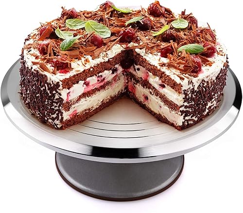 Miniatura 8 de Soporte para tartas de 12 pulgadas, suministros de decoración de pasteles, plato giratorio de aluminio redondo para mesa, bandeja de exhibición para