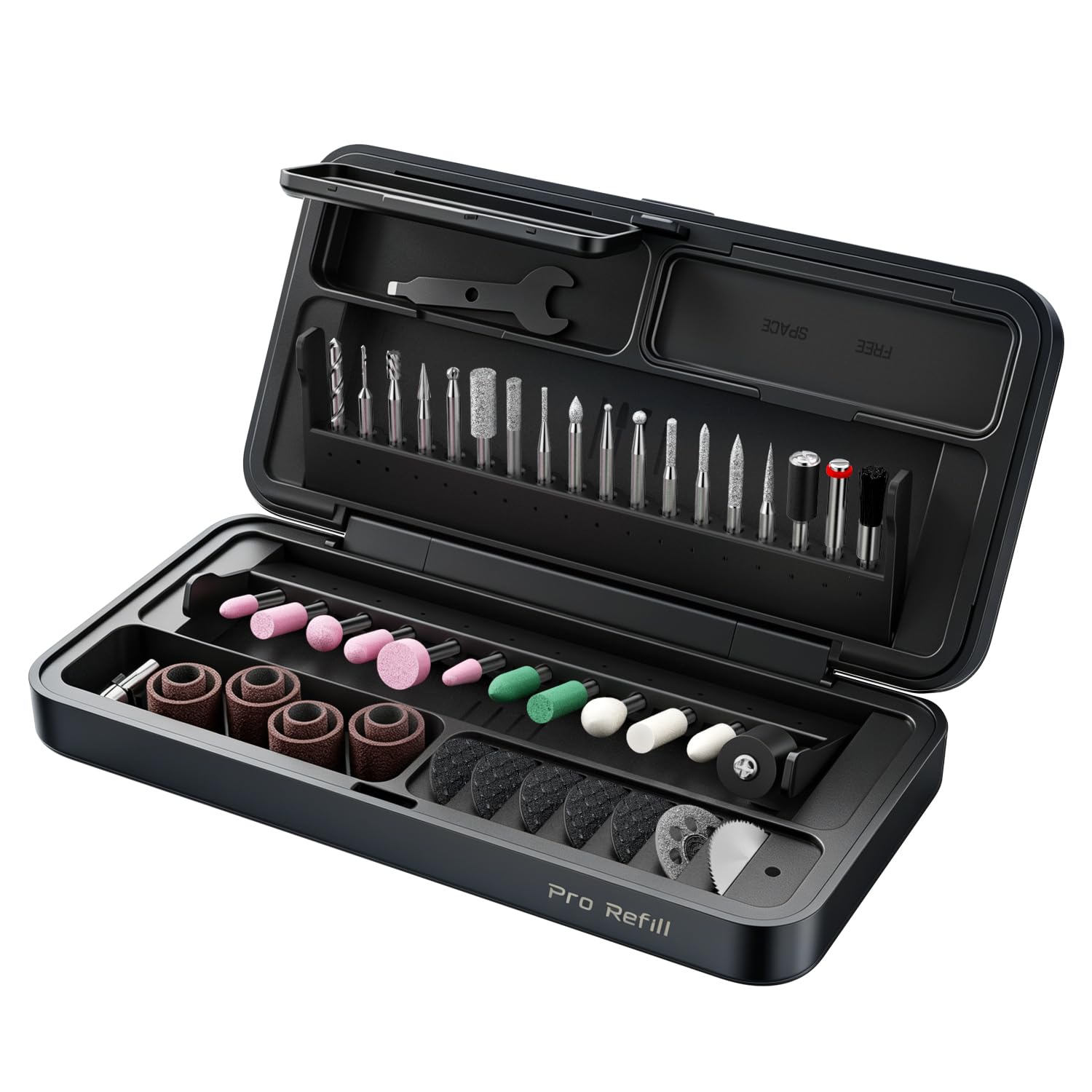 Fanttik Pro Refill 57-tlg. Zubehör-Set (3,2 mm) – Universelles Bit-Set | Universell für 3D-Druck – Schleifen, Schneiden, Polieren, Schnitzen – Metall, Holz, Glas, Kunststoff