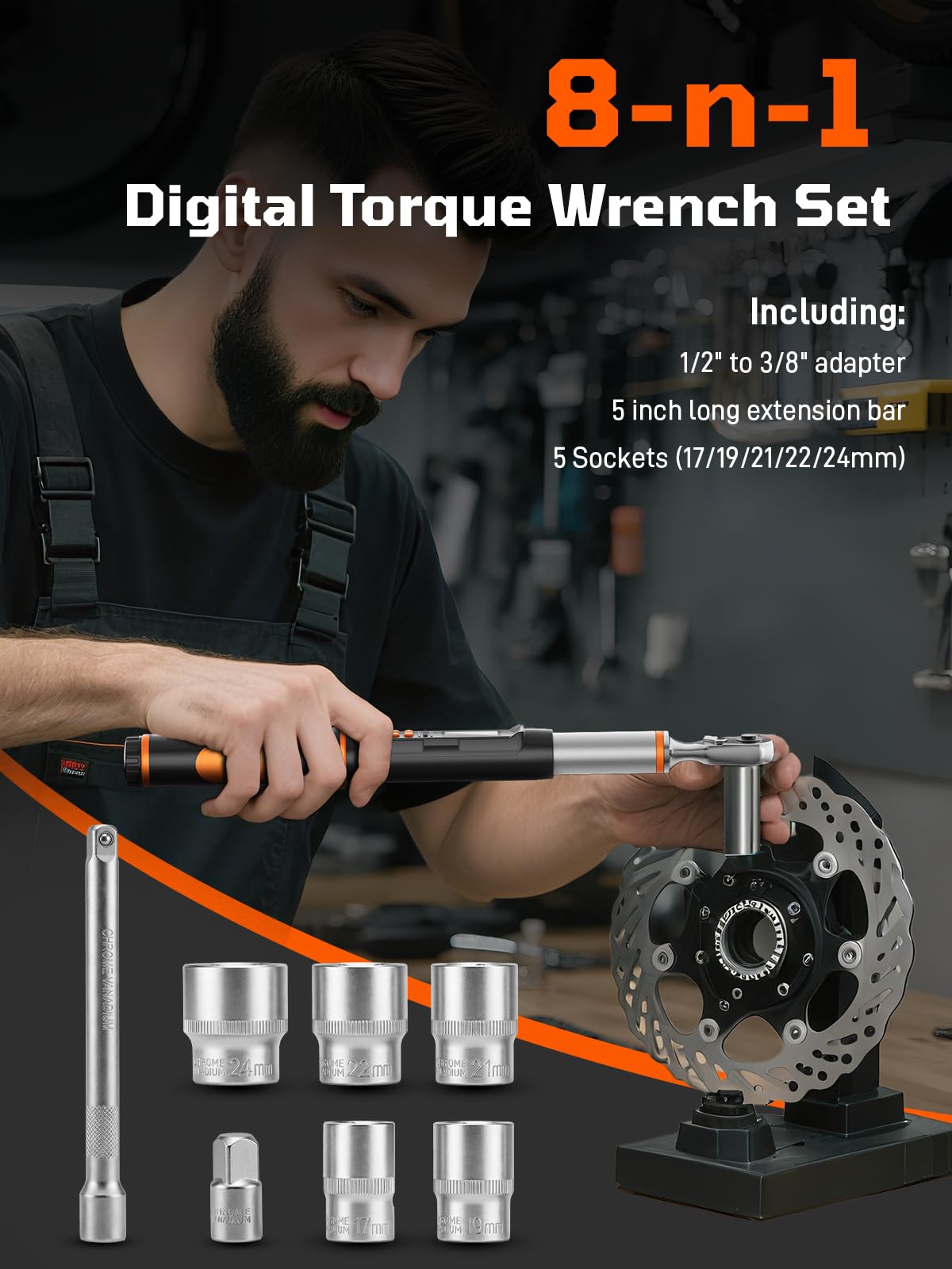 Chiave dinamometrica digitale – Chiave dinamometrica elettronica ad alta precisione con gamma 7-150 ft.lb/10-200N.m, Precisione ±2%, Testa a cricchetto 1/2