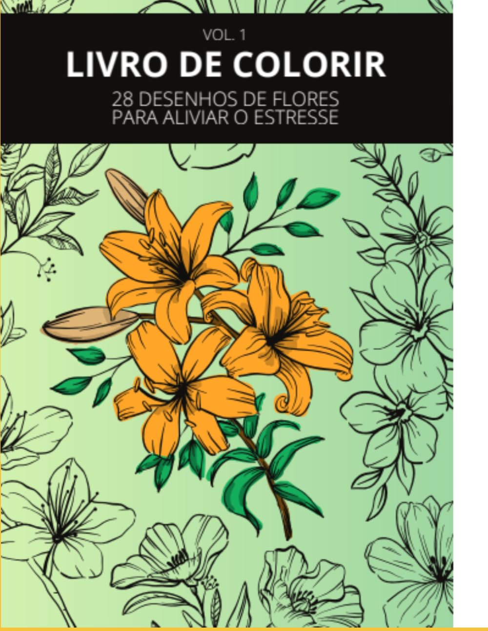 Livro com ilustrações de flores para colorir