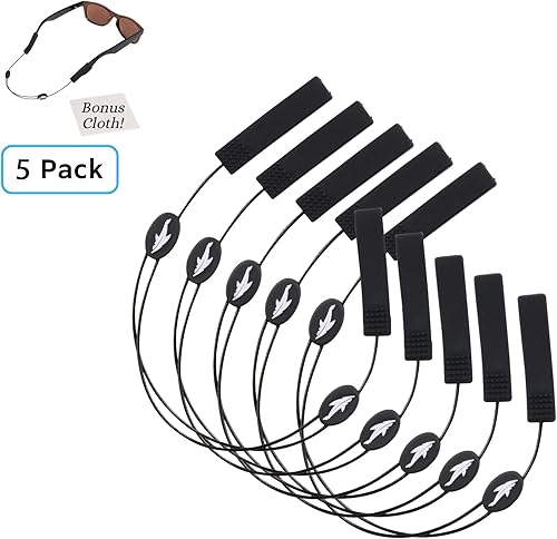 Miniatura 2 de Correa ajustable para lentes (estilo tiburón)  Correa de gafas de sol sin cola  Soporte de cuerda para gafas  Con paño de limpieza de gafas adicional