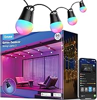 Vista 11 de Govee - Tira de luces inteligentes para exteriores 2, luces de 48 pies para exterior con bombillas LED regulables de color blanco cálido, 47 modos