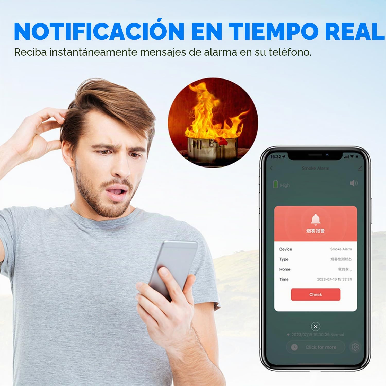 Smart WiFi Detector de Humo 10-Año Batería, Detector de Humo con Sensor Fotoeléctrico, Función de Silenciado y Autocomprobación, Certificado DIN EN14604, Compatible con Tuya/Smart Life App 2-Pack