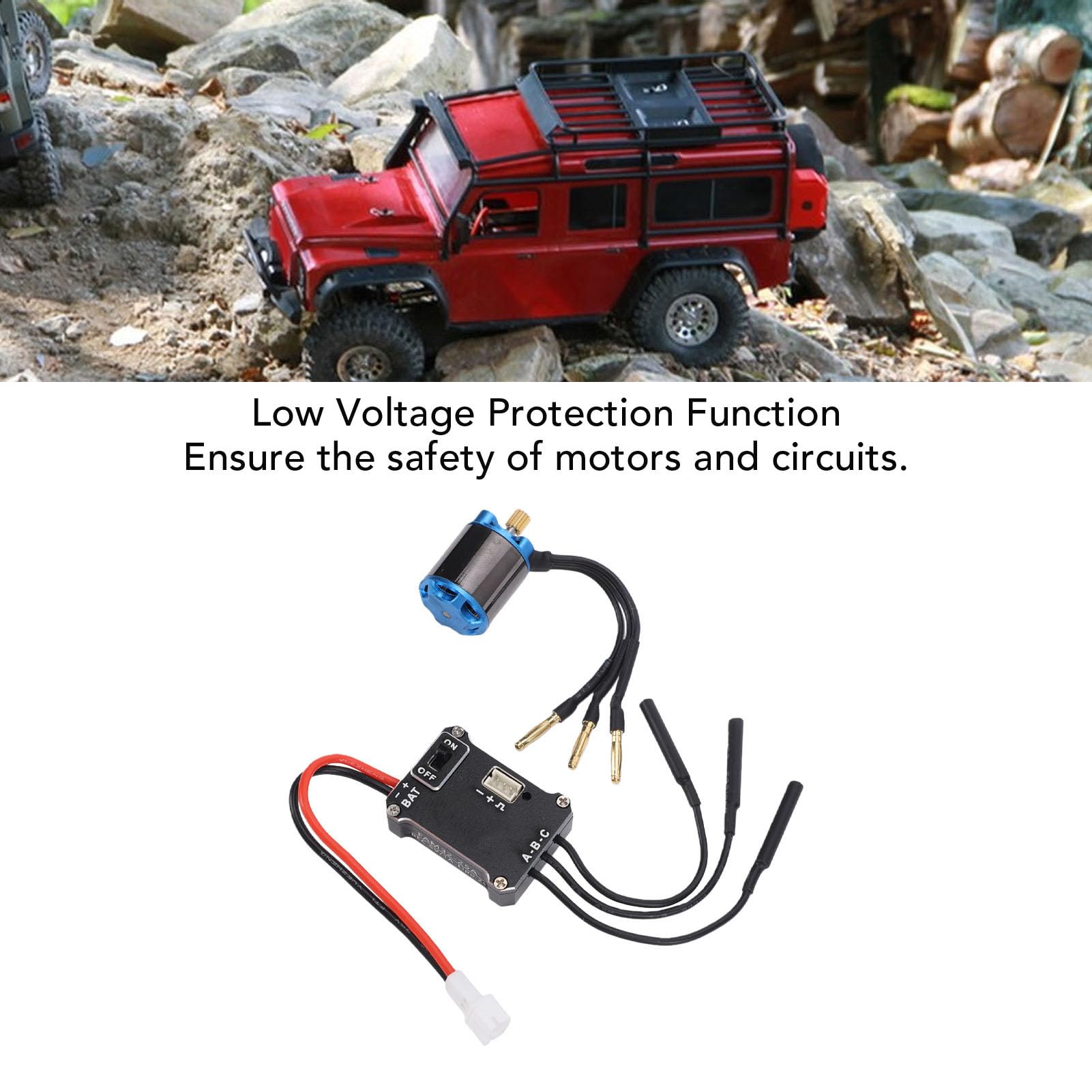 Zestaw RC Brushless Silnik i Regulator, 5000KV 25A ESC, do Modeli RC | Zestaw ESC do silnika gąsienicowego RC, z bezczujnikowym silnikiem bezszczotkowym, do SCX30 1/30