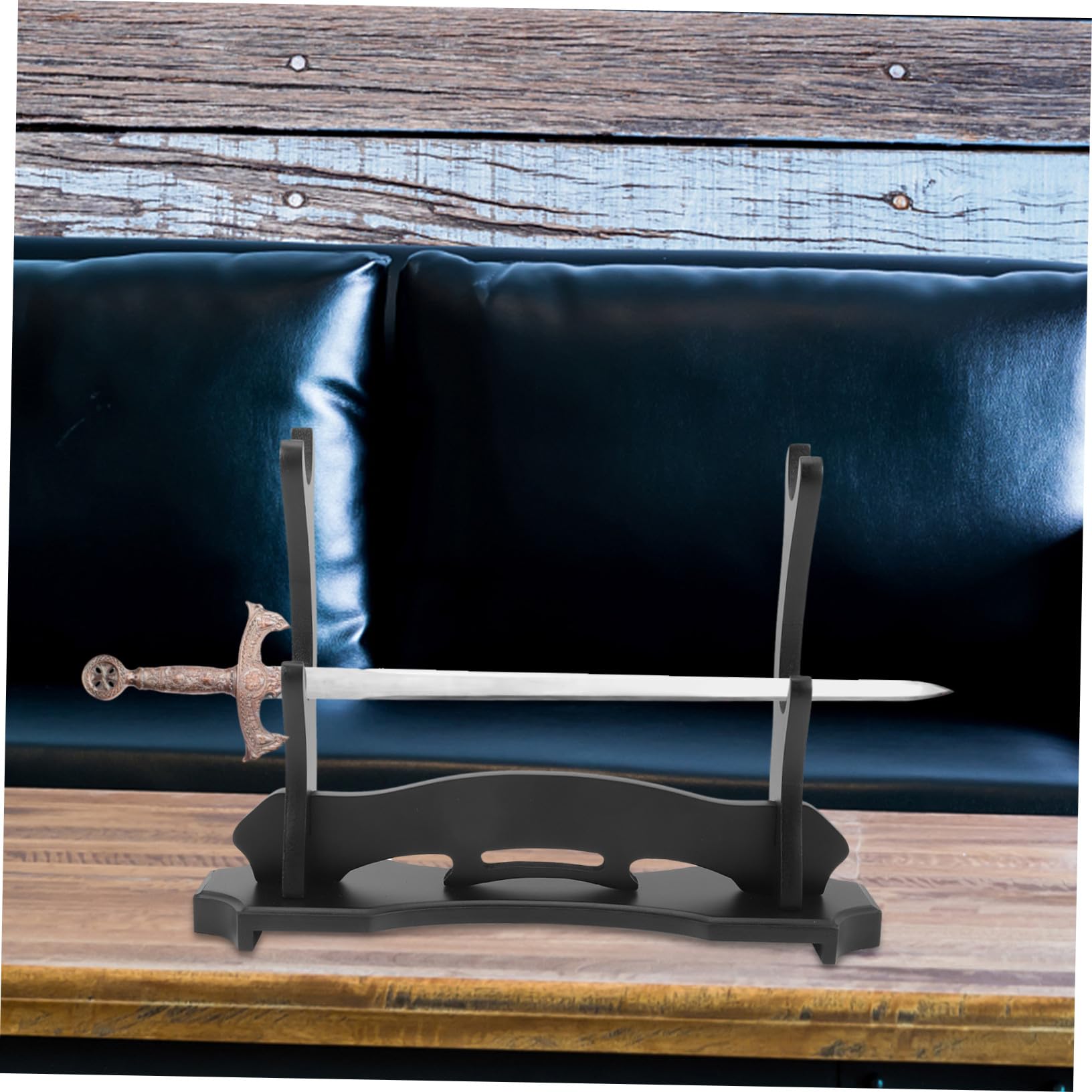 GALPADA Soporte de Espada de Madera Negra para Escritorio Diseño Simple y Hermoso, Soporte Estable No Fácil de Voltear para Almacenamiento y Exhibición de Dizi y Espada