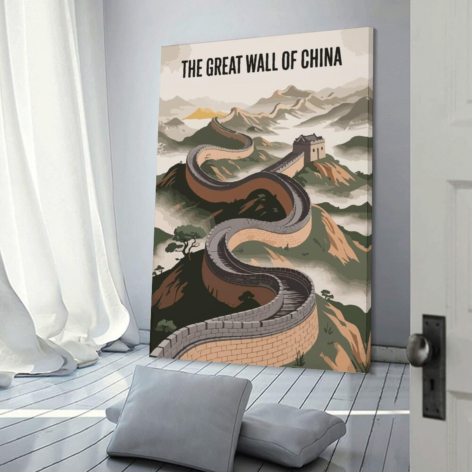Junmoney Frame-Style-11 Wall Art Print Great Wall Of China Poster, 20X30inch(50X75cm), For Home Lounge, Bedroom Or Reading Nook, Modern Wall Decor For Cosy Interiors