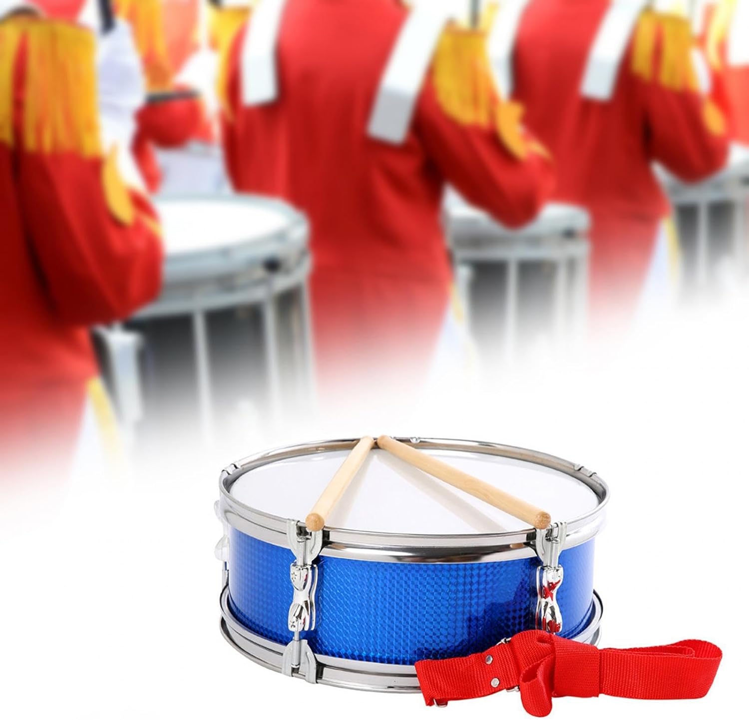 13inch Snare Drum with Carrying Strap, Lightweight Music Drum for Young Musicians and Beginners- Blue