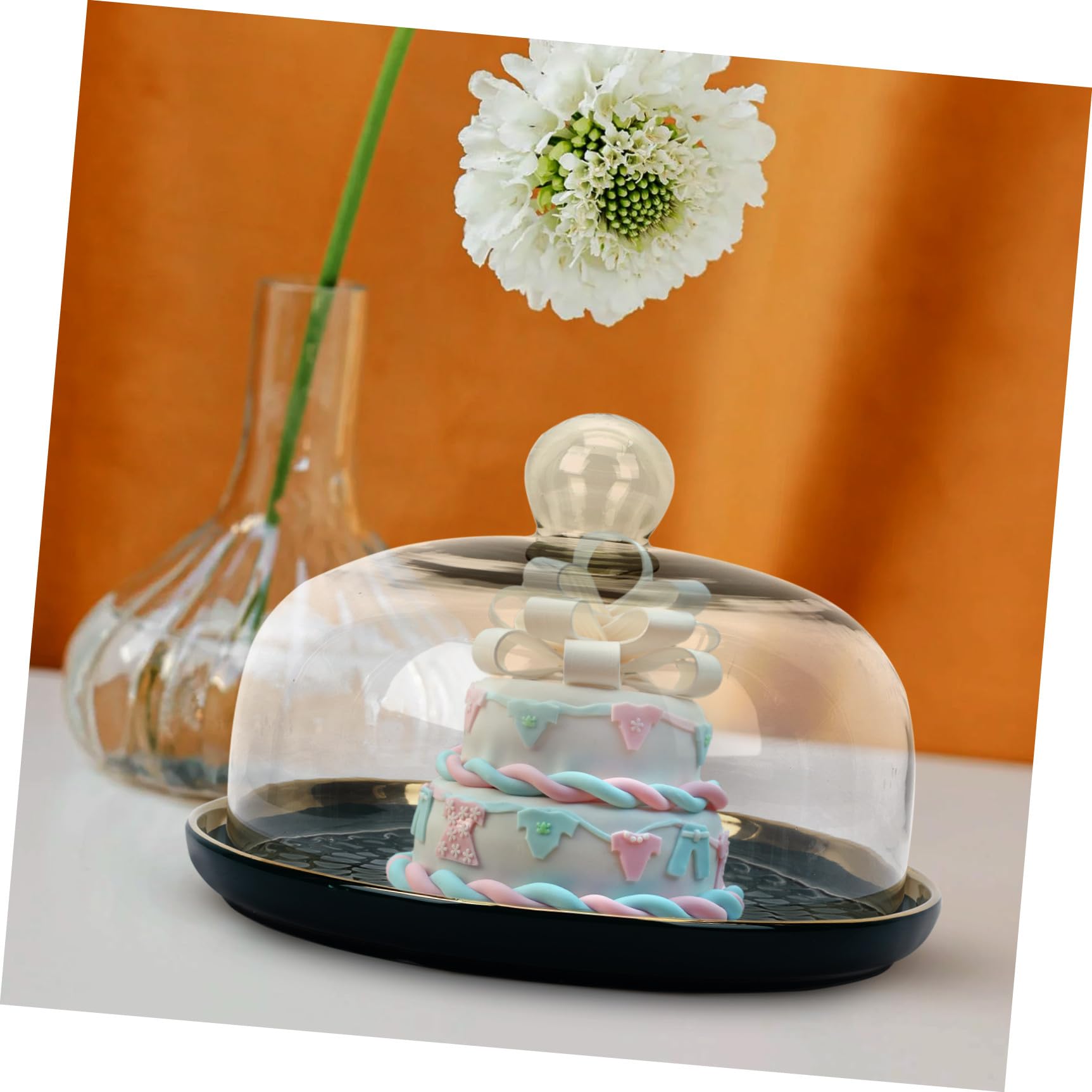 Hemobllo Vetro Vassoio per Dolci in Ceramica con Coperchio