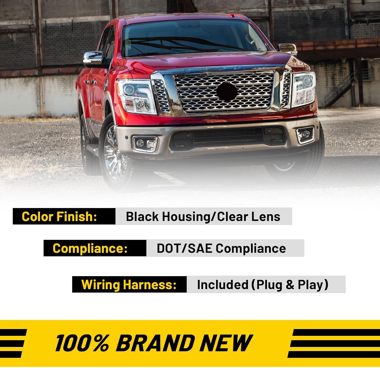 Fog Lights Compatible with Titan 2017-2018 & Titan XD 2016-2019 with Bulbs H11 12V 55W Driving Lamp Replacement Included Wiring Harness Kit & Switch-1 Pair (Clear Lens)