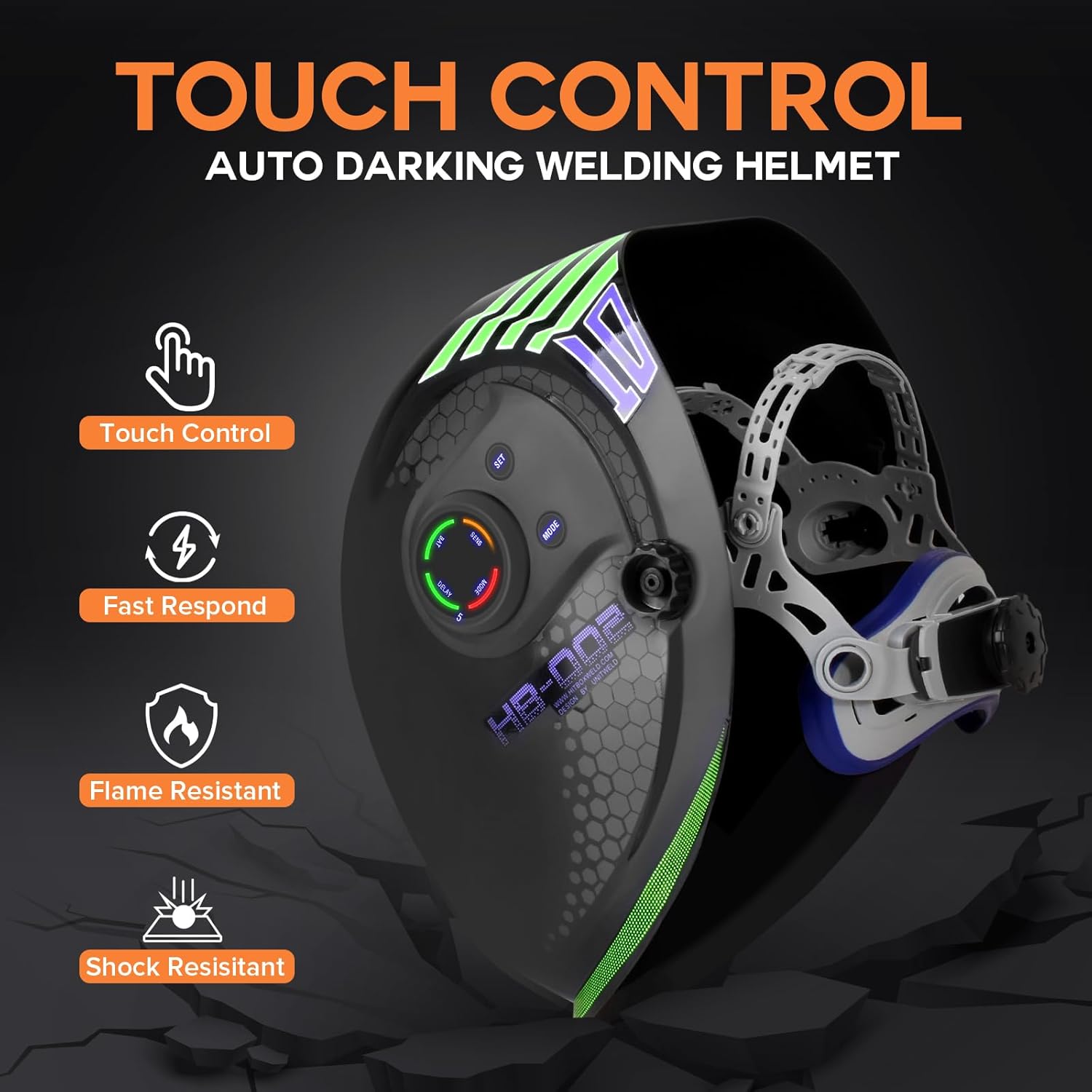 HITBOX Auto-Darkening Welding Helmet with Touch Control
