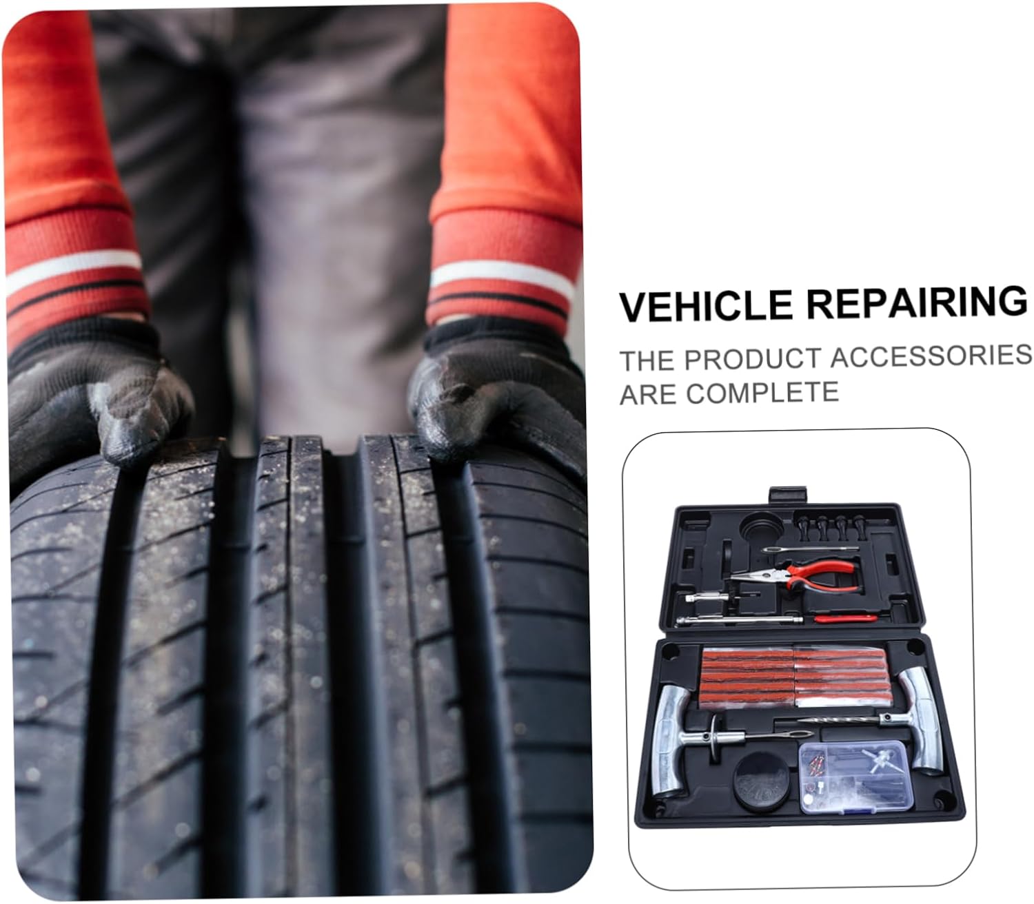 Zerodeko 67pcs Tire Repair Tool Kit for Cars Trucks and Motorcycles and Accessories for Easy Tire Puncture Repairs at