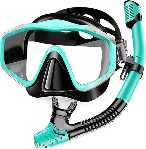 Miniatura 1 de Máscara de snorkel para adultos, juego de esnórquel seco, equipo de esnórquel para adultos, máscara panorámica de natación de vista amplia,