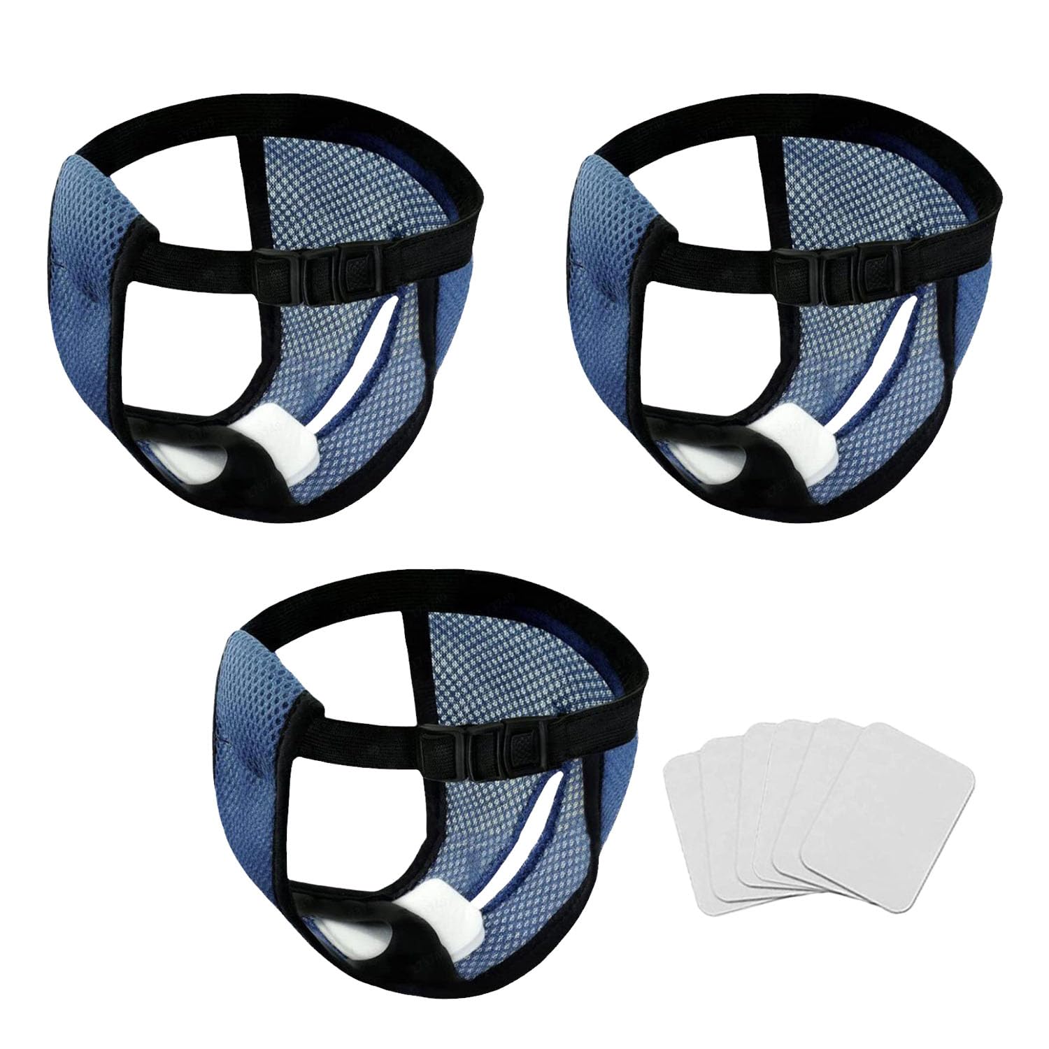 3 Pcs Navy Blue Dog Protective Trousers (L), Includes 9 Absorbent Pads, Washable Menstrual Underwear for Medium/Large Dogs