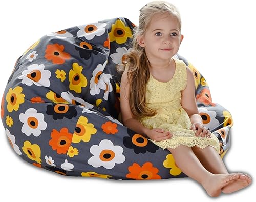 Miniatura 44 de YuppieLife Puf de almacenamiento de animales de peluche, funda de lona para niños (sin relleno)/lavable a máquina y duradera, para decoración de