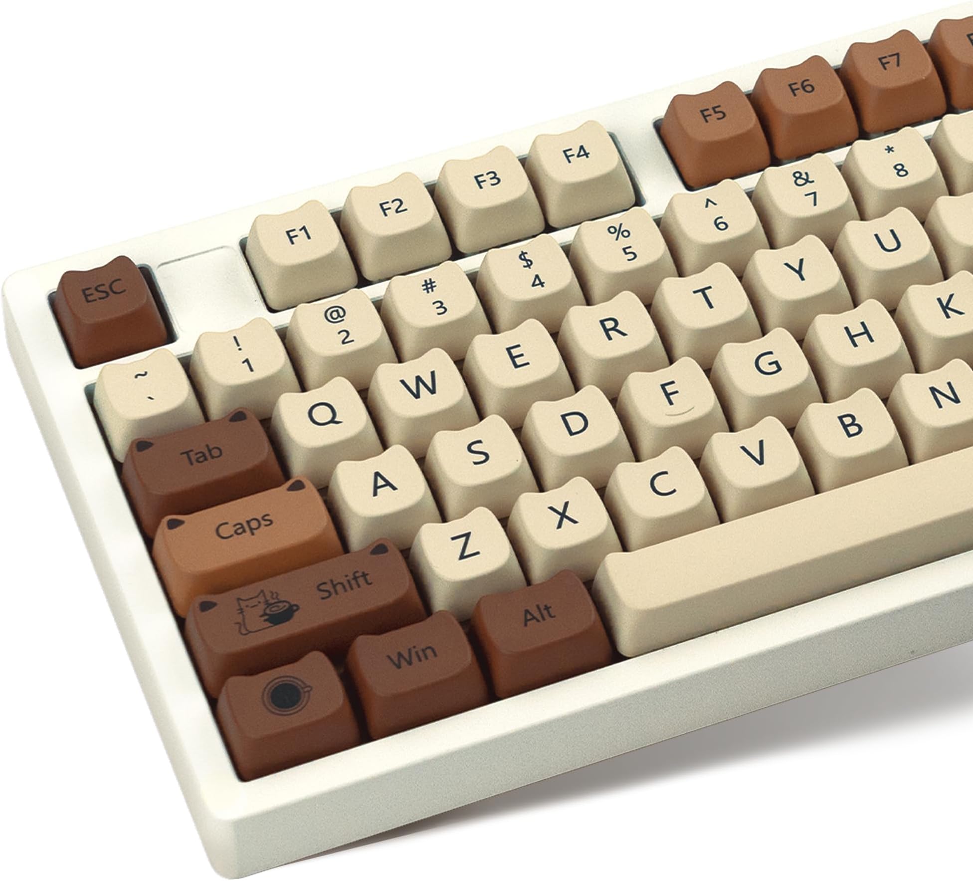 Cute Cat PBT Keycaps 60 Percent, Mao Profile Retro Keycaps,141 Keys Dye-Sublimation Keycap Set Compatible with Most 65% 70% 75% 80% 96% 100% Cherry Gateron MX Switches Mechanical Keyboard