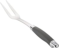 Anolon SureGrip Stainless Steel Meat Fork, 13.25" - Durable Carving & Serving Tool with Silicone Grip, Dishwasher Safe