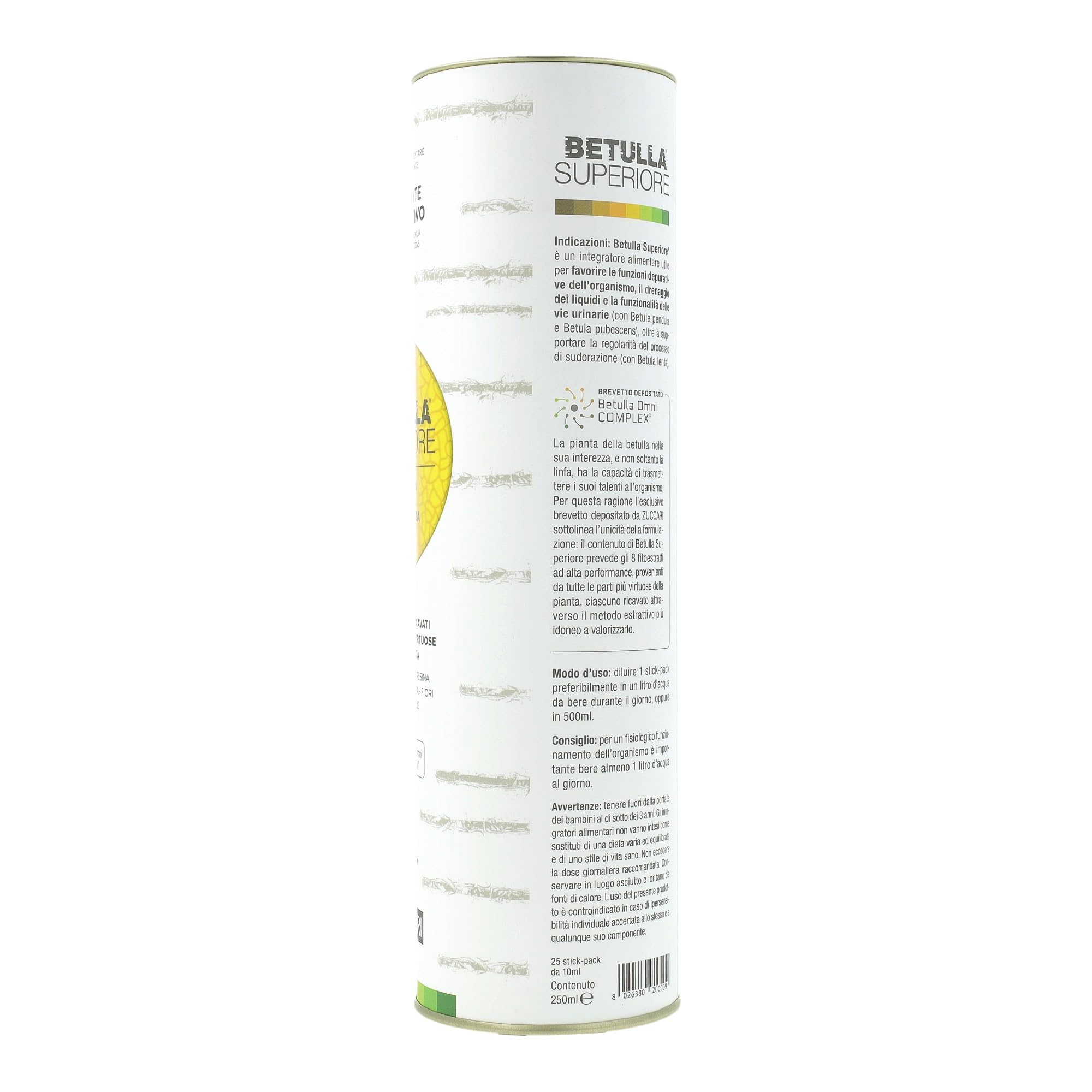 Zuccari Betulla Superiore, 25 Stick-Pack da 10ml, Integratore Alimentare con Estratti Completi di Betulla, Supporto per Depurazione, Drenaggio e Funzionalità delle Vie Urinarie