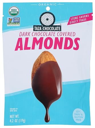 Taza Chocolate Chocolate Covered Almonds, 55% Cacao, 3.5 oz (99 g)